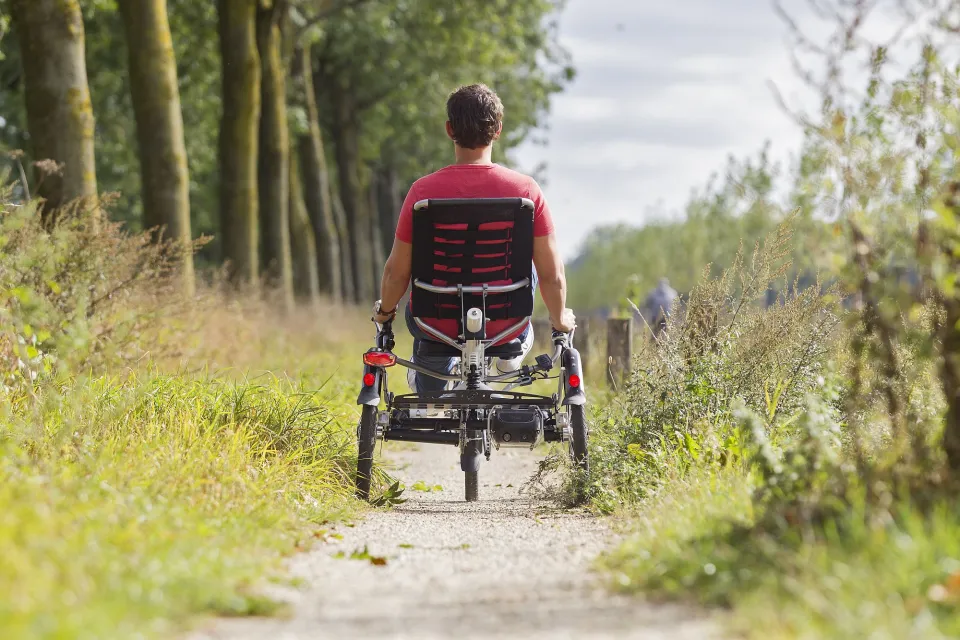Achterkant Easy Sport driewiel ligfiets